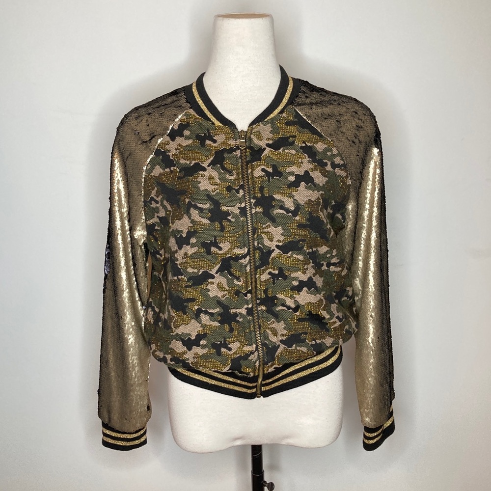 TYLI camo sequinned bomber - Size MD